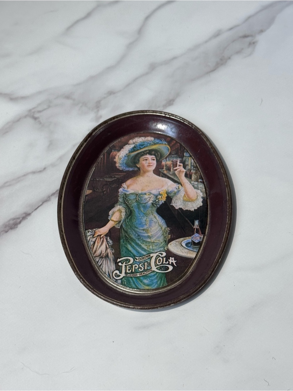 Vintage Oval Wall Plaque in Dark Brown